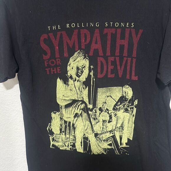 Hanes Mens Black The Rolling Stones Sympathy For The Devil T-Shirt Size Medium - Picture 2 of 5